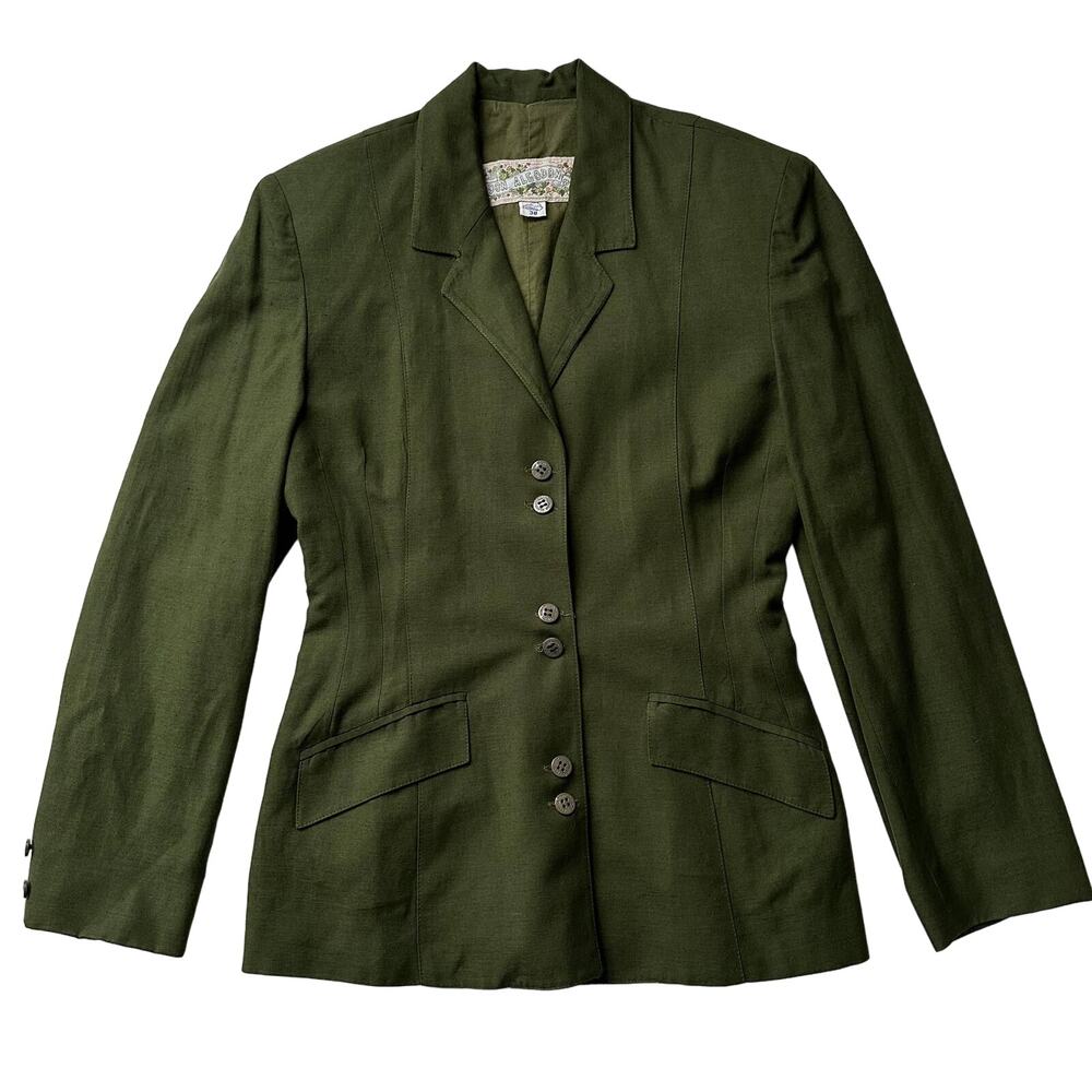 Don Algodon Vintage 90s Madrid Spain Cotton Blazer‎ Olive women 38
